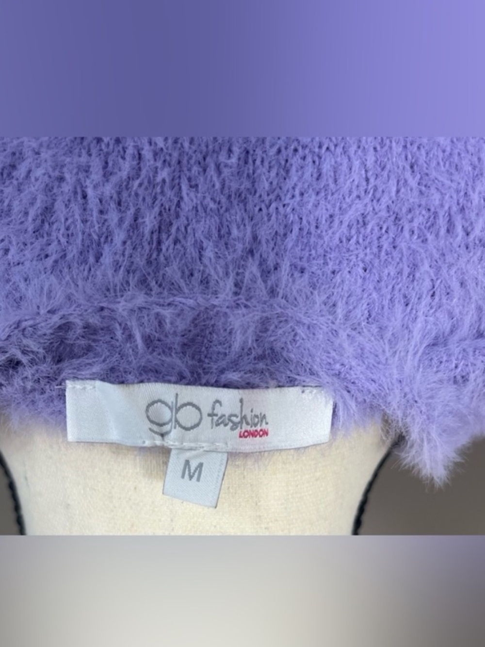 Cropped Lavender Fuzzy Button-Front Cardigan - Picture 3 of 5
